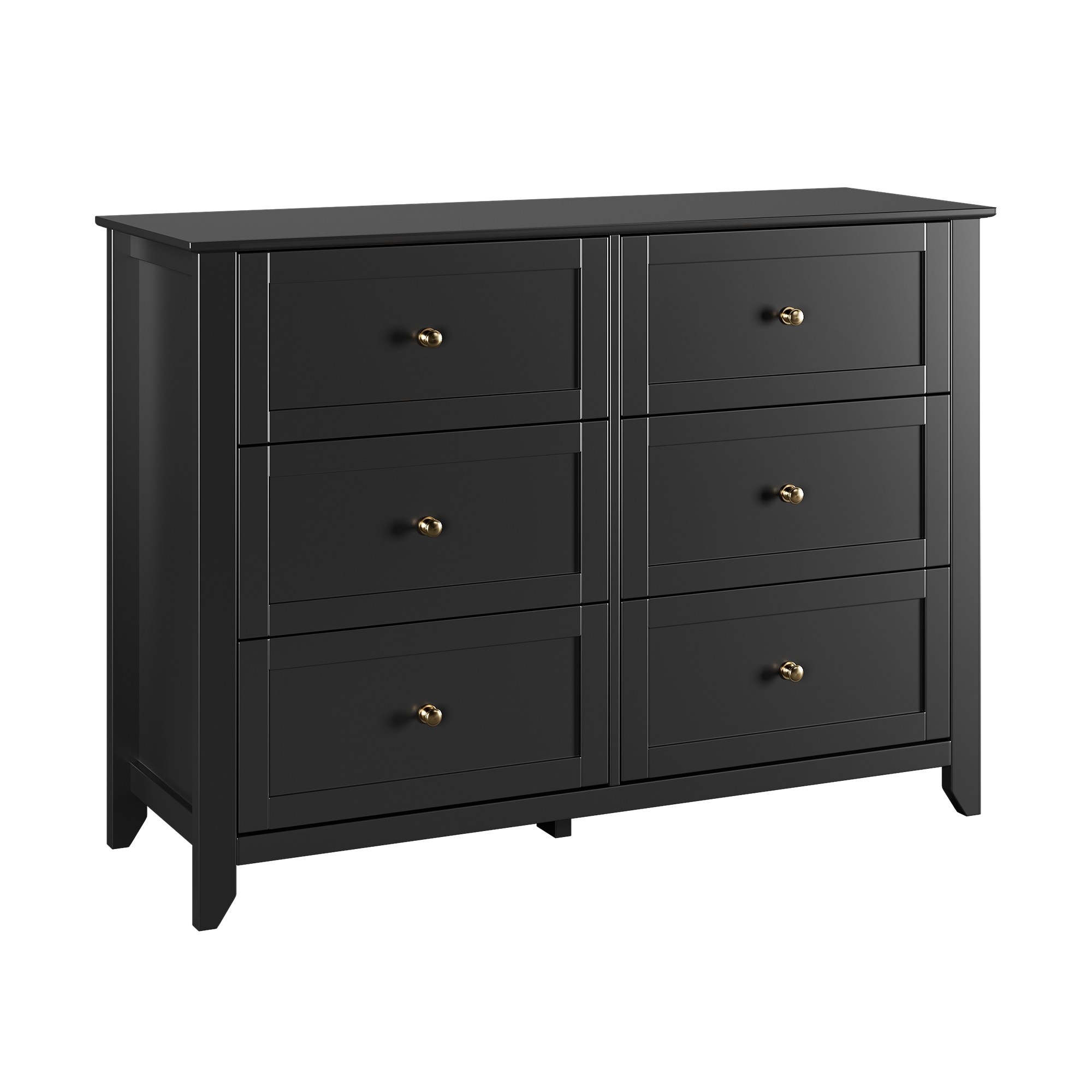 Wood Dresser for Bedroom, Chest of Drawers with 6 Drawer & Metal Handle, Closet Store Organizer for Living Room