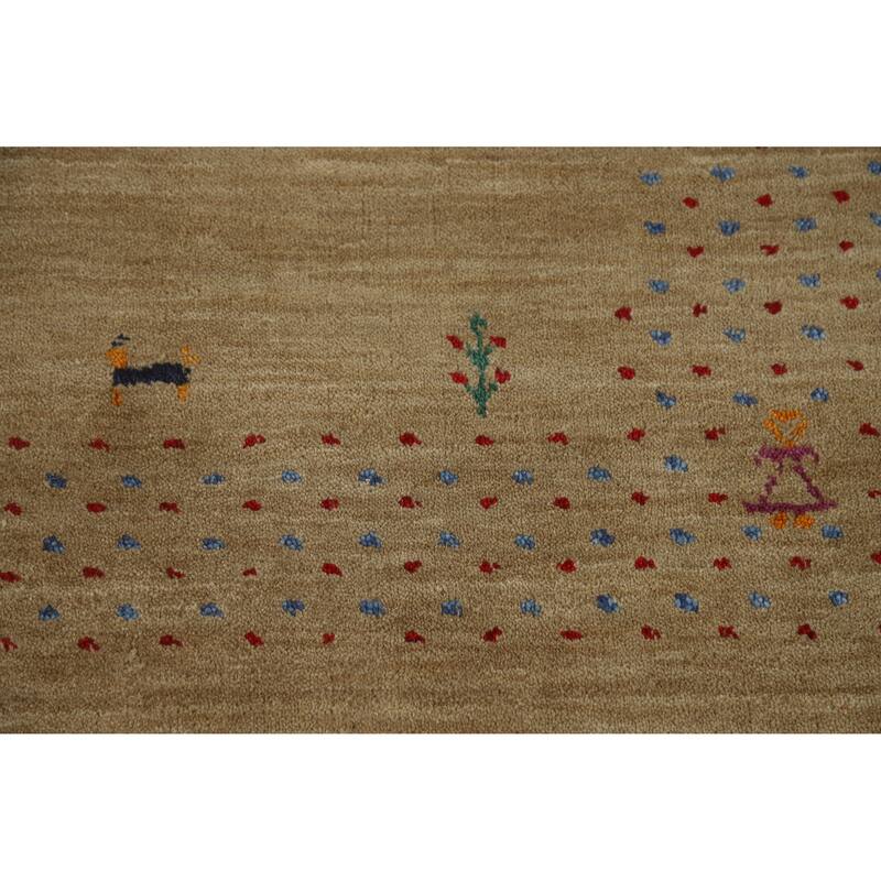 Hand Knotted Oriental 100% Wool Carpet Tribal Tribal Brown Gabbeh Area Rug - 7' 8'' X 4' 11''