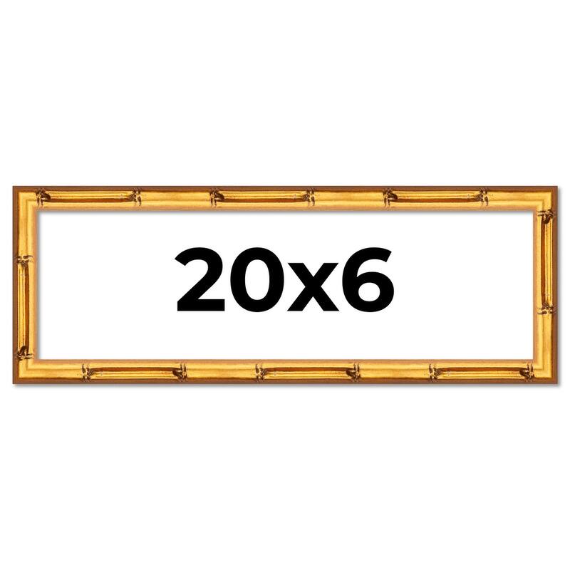 20x6 Frame Gold Bamboo Picture Frame Modern Photo Frame Includes UV Acrylic Shatter Guard Front Acid Free Foam Backing Board