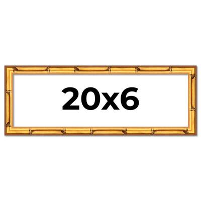 20x6 Frame Gold Bamboo Picture Frame Modern Photo Frame Includes UV Acrylic Shatter Guard Front Acid Free Foam Backing Board
