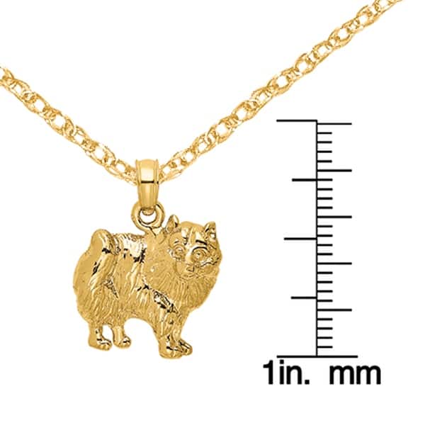 14k Yellow Gold Pomeranian Pendant 