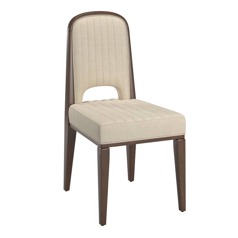 Harstad Wood Finish Cream Fabric Channel Stitching Dining Chair (Set of 2) by iNSPIRE Q Modern
