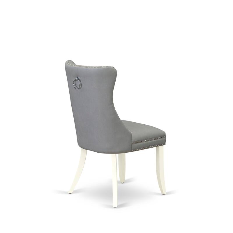 East West Furniture Dining Set Contains a Rectangle Kitchen Table and Upholstered Chairs, Linen White (Pieces Options)