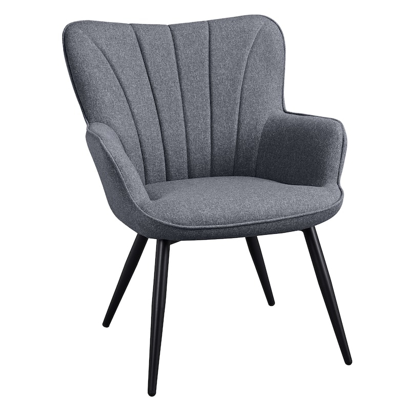 Yaheetech Modern Fabric Accent Chair Pleated Curved Back Armchair