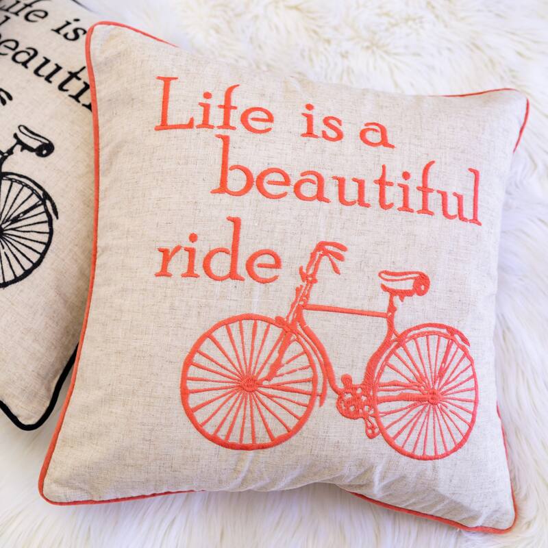 Cora Polyester with Embroidery 20" Square Decorative Throw Pillow 2PK