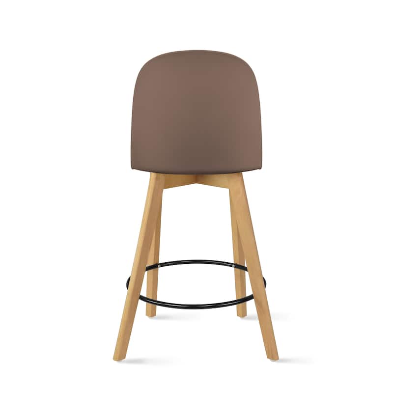 Set of 2 Designer Eiffel Chairs Counter Stools With Backs Side Molded Shell Kitchen Office Dining Dowel Bar Patio