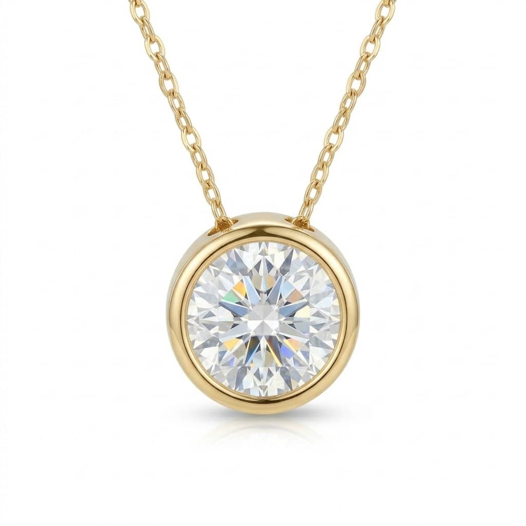 Curata 14k Yellow Gold 18" 5mm Cubic Zirconia Bezel-set Necklace