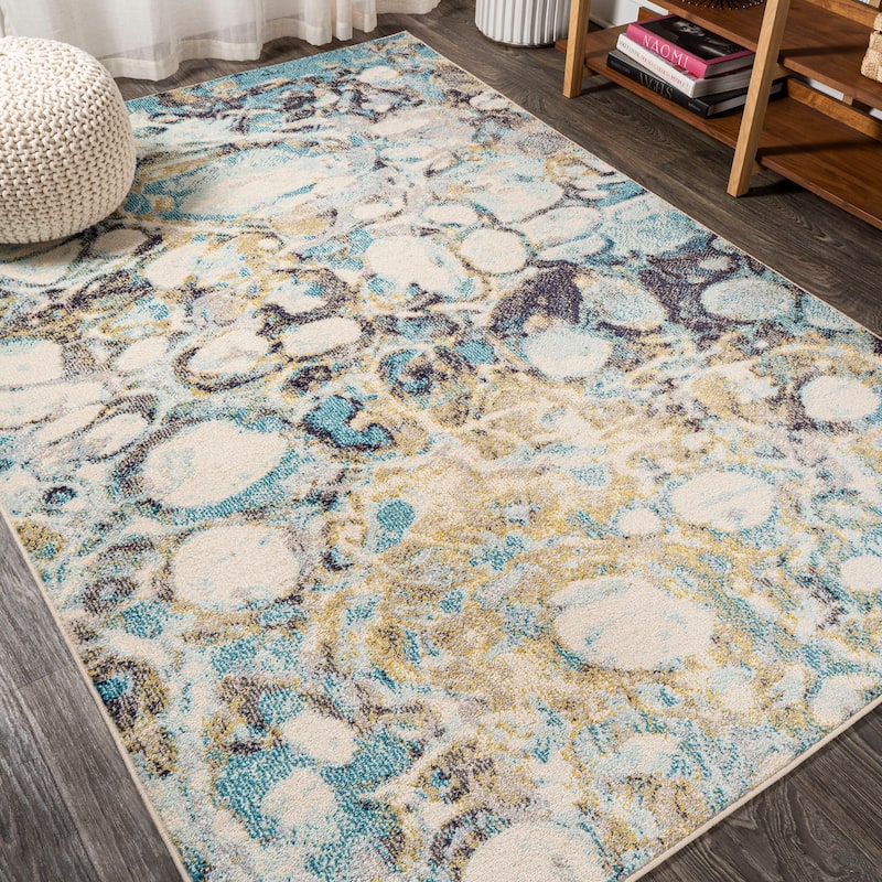 JONATHAN Y Linear Marbled Abstract Area Rug