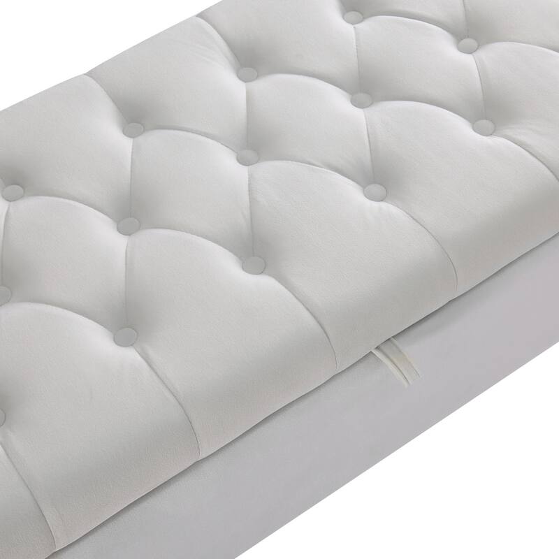 Rectangular Velvet Storage Ottoman - Sturdy Frame, Easy Leg Installation