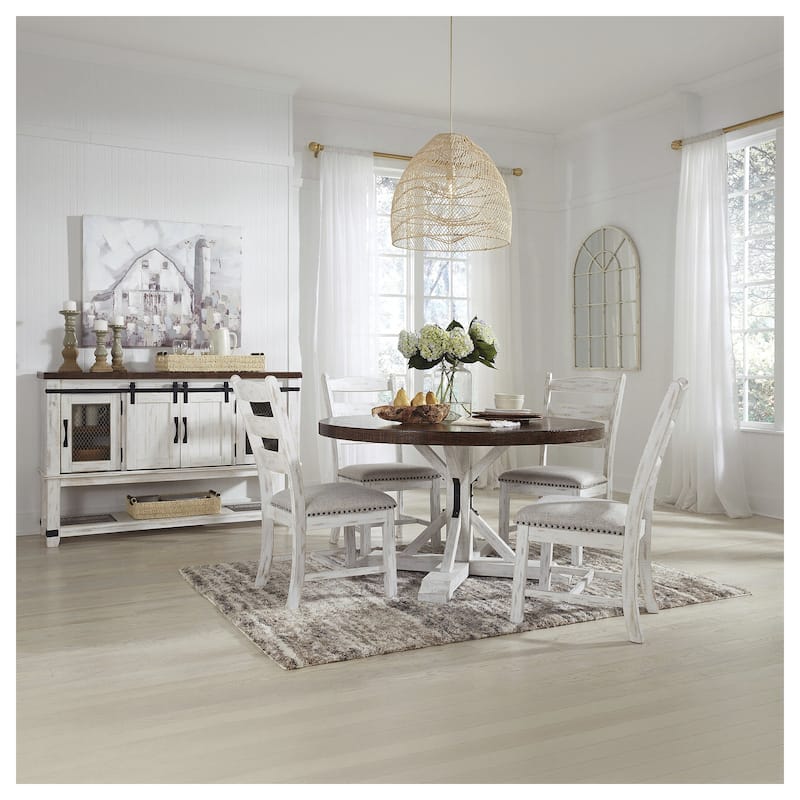 Signature Design by Ashley Valebeck Brown/White Dining Table - 54"W x 54"D x 30.13"H