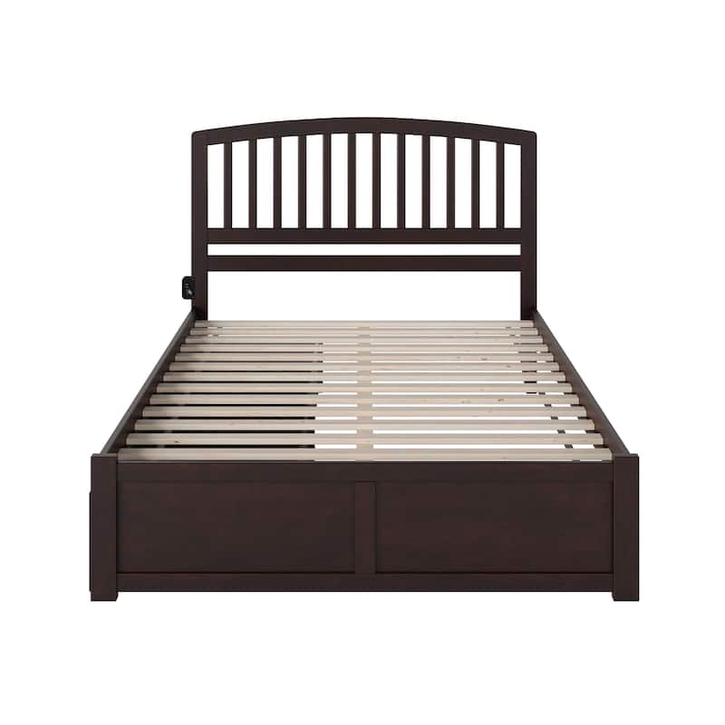 Richmond Queen Platform Bed with Footboard and 2 Drawers in Espresso