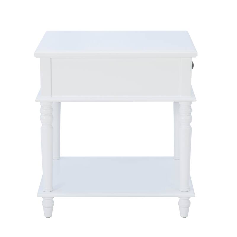 Linon Jowin Classic Wood Side Table with Storage