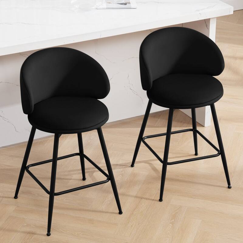 26"/30" Velvet Upholstered Swivel Counter/Bar Stools Set of 2/3