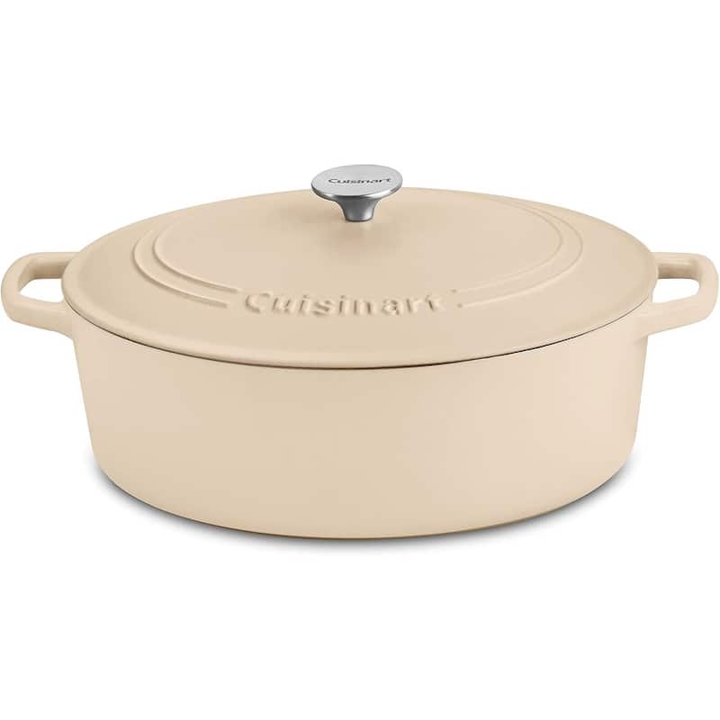 Cuisinart Chef's Classic 7-Quart Enameled Cast Iron Oval Covered Casserole - Tan