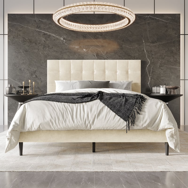 Clayfell Marion Upholstered Platform bed - Full - Beige