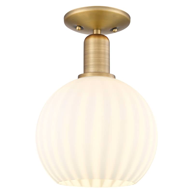 Innovations Lighting 716-1C-12-8 White Venetian Semi-Flush White - Brushed Brass / White Venetian