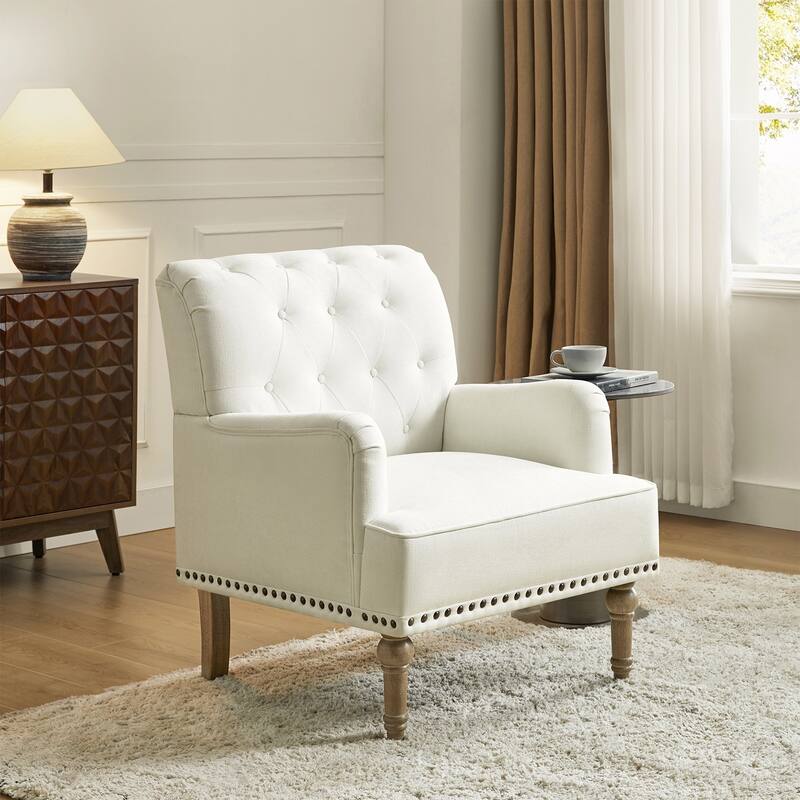 Geltrude Classic Upholstered Accent Arm Chair with Button Tufted Back by HULALA HOME