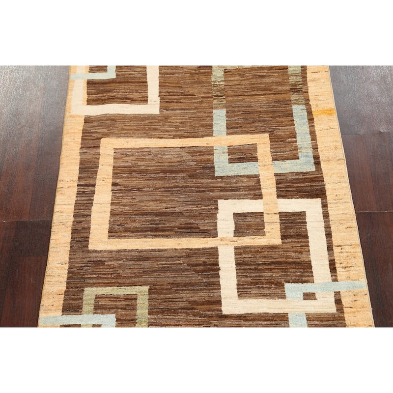Geometric Gabbeh Kashkoli Oriental Wool Area Rug Hand-knotted Carpet - 3'7" x 4'6"