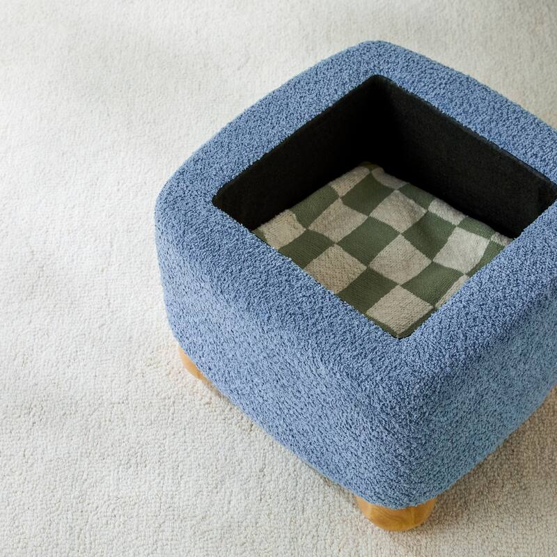 Walker Edison Contemporary Boucle Small Storage Ottoman