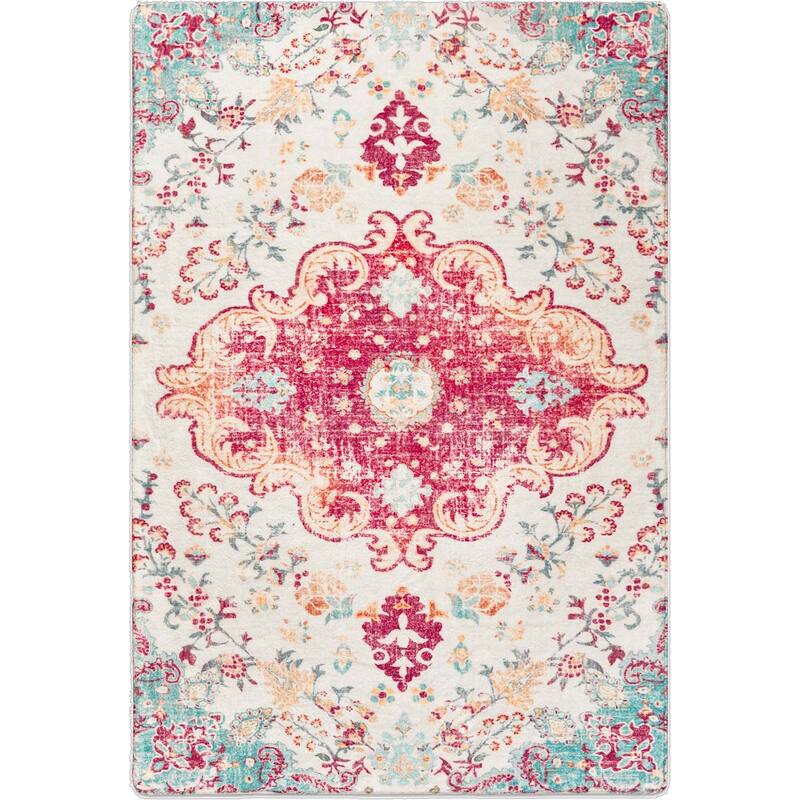 HomeRoots Medallion Traditional Rectangle Area Rug