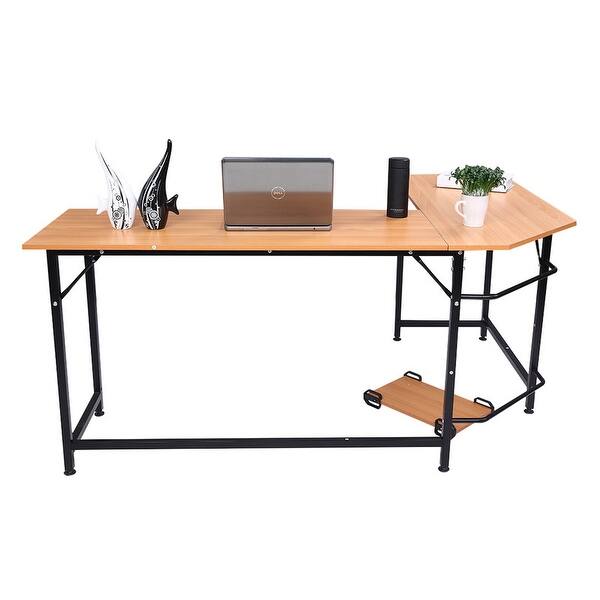 66 L Shaped Desktop Computer Desk Beech Wood Color Overstock 66 L Shaped Desktop Computer Desk Beech Wood Color Overstock
