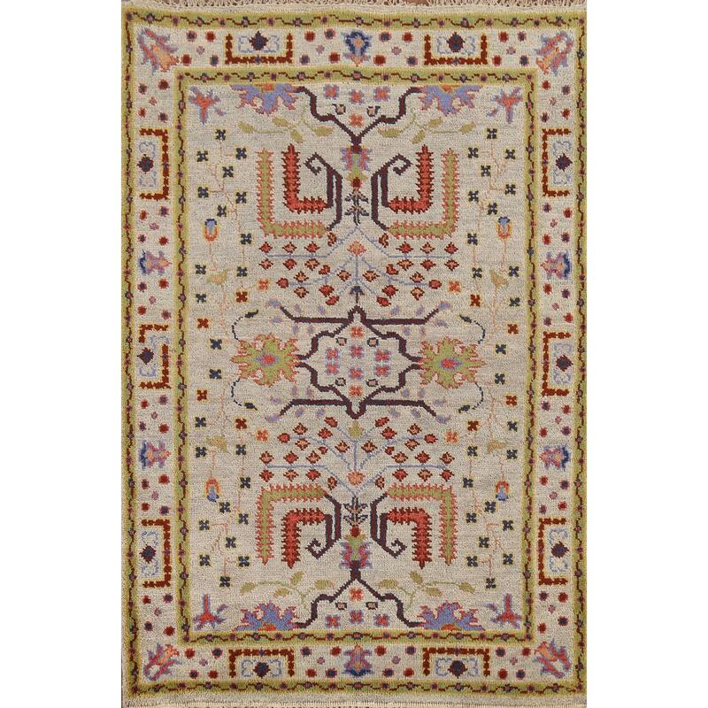Lilian Oriental Area Rug Hand-Knotted Wool Carpet - 4'0"x 5'11"