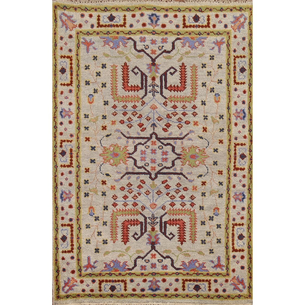 Lilian Oriental Area Rug Hand-Knotted Wool Carpet - 4'0"x 5'11"