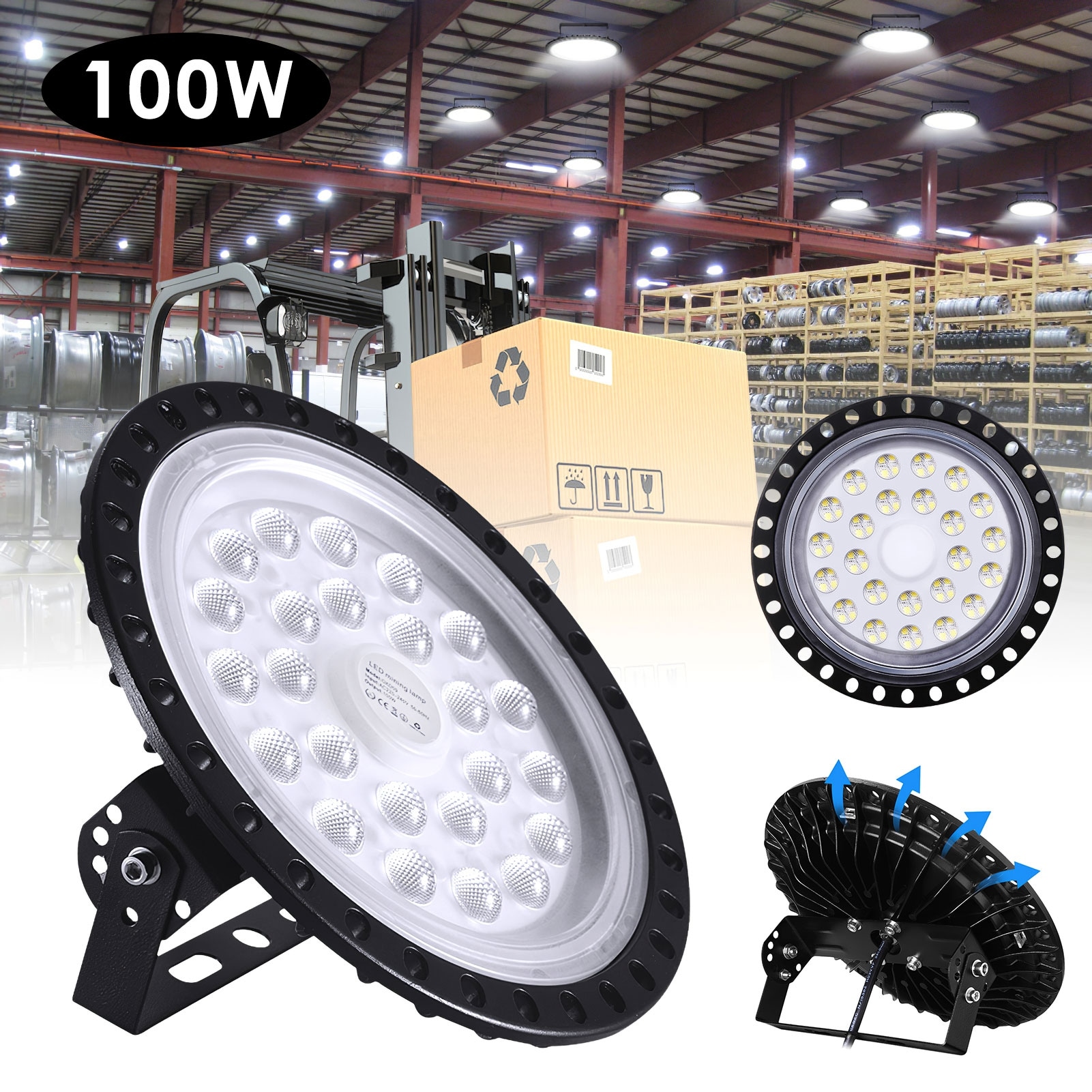USA 500W 300W 200W 150W 100W LED High/Low Bay Lights Factory Warehouse Shop Lamp 
