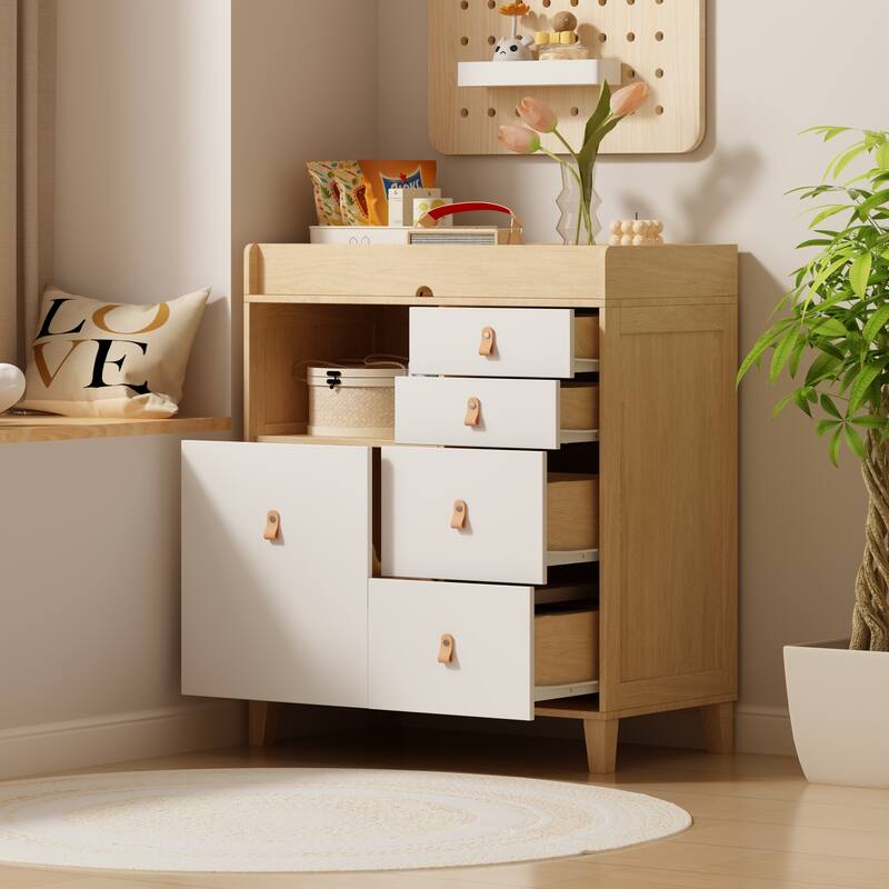 Versatile Nursery Changing Station with Ample Storage - White Dresser