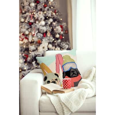 Liora Manne Frontporch Ski Patrol Indoor/Outdoor Pillow Multi 18" Square