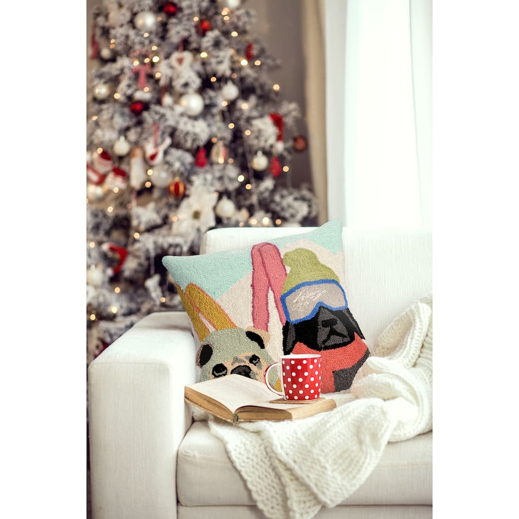 Liora Manne Frontporch Ski Patrol Indoor/Outdoor Pillow Multi 18" Square
