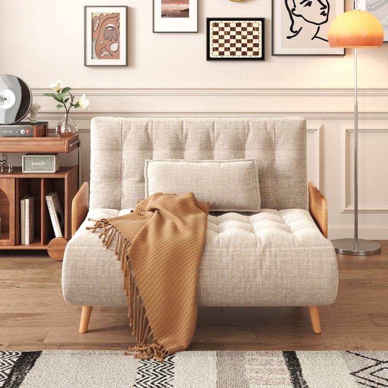 JASIWAY Modern Upholstered Sofa Bed, Beige - 44.88" - Wood