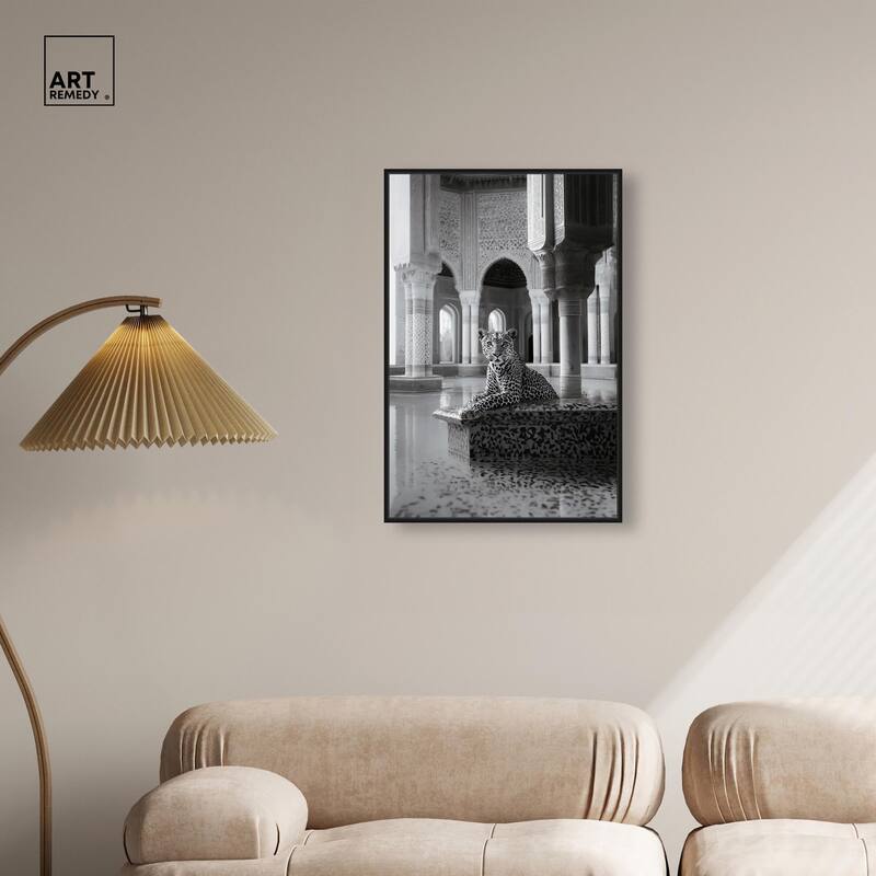Peaceful Posing Leopard Noir Canvas by Art Remedy
