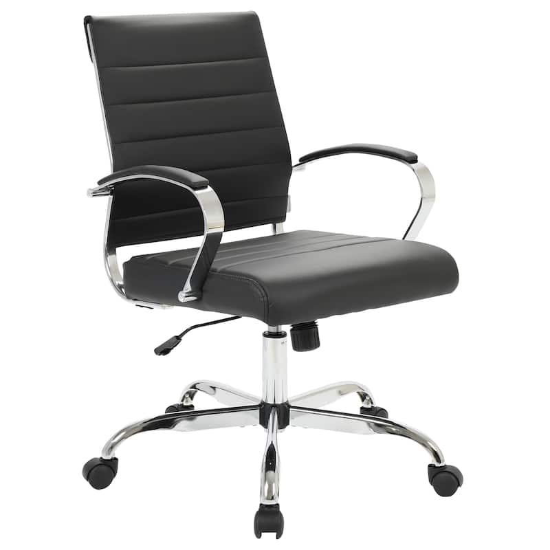 Leather Office Chair Adjustable Mid-Century Style Swivel Task Desk Chair