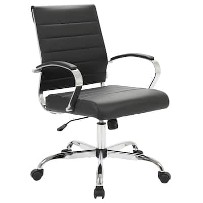 Leather Office Chair Adjustable Mid-Century Style Swivel Task Desk Chair