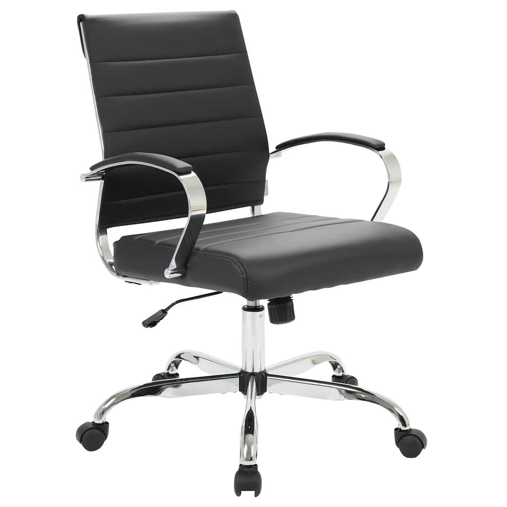 Leather Office Chair Adjustable Mid-Century Style Swivel Task Desk Chair