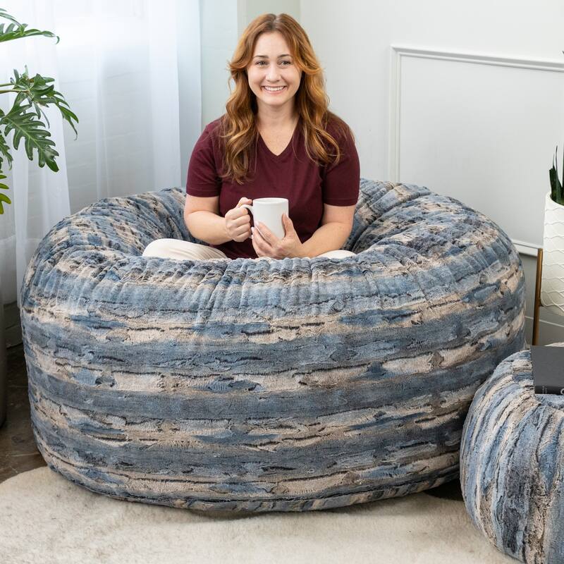 Jaxx 5 Foot Saxx Bean Bag Chair and Lounger for Adults - Synthetic Fur