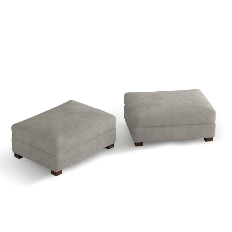 2 Set Modern 41" W Rectangle Chenille Ottoman