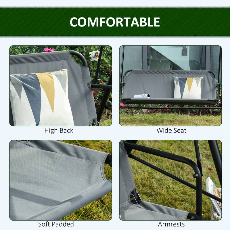 Outsunny 3-person Comfortable Porch Swing with Adjustable Tilt Canopy