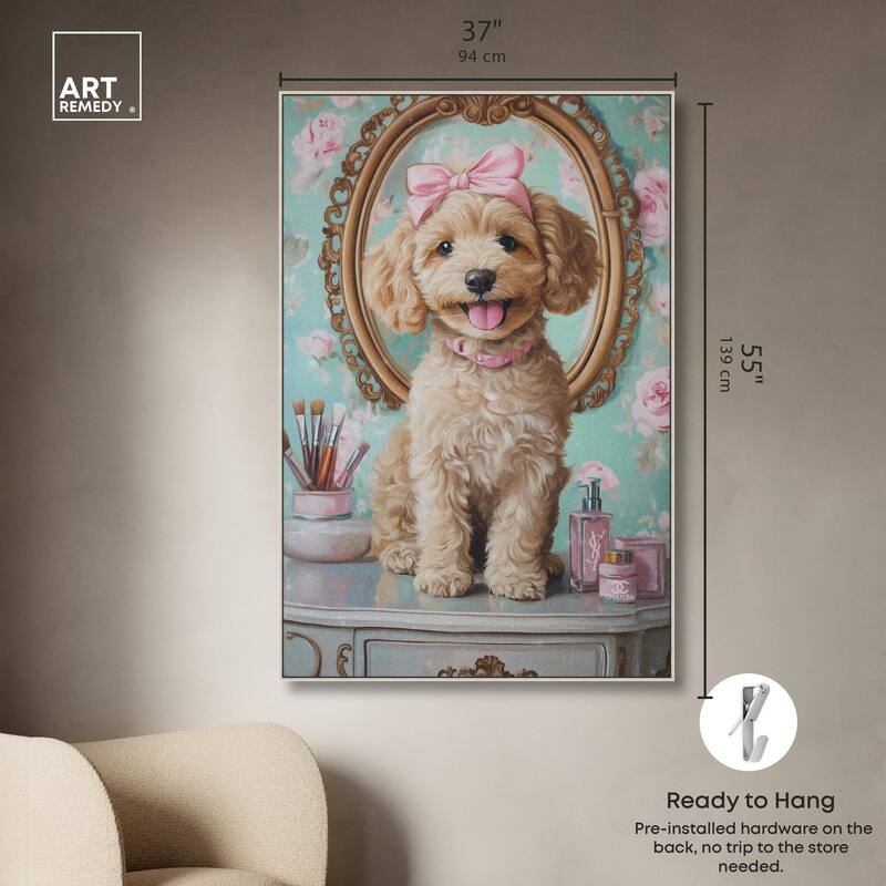 Puppy at the Vanity Canvas by Art Remedy