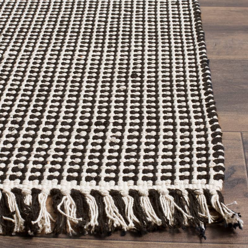 SAFAVIEH, Handmade Montauk Cliff Stripe Flatweave Cotton Fringe Rug