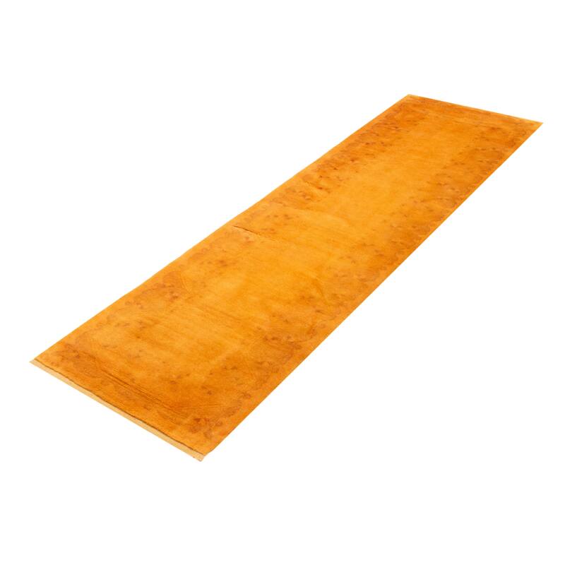 ECARPETGALLERY Hand-knotted Color Transition Gold Wool Rug - 2'10 x 10'4