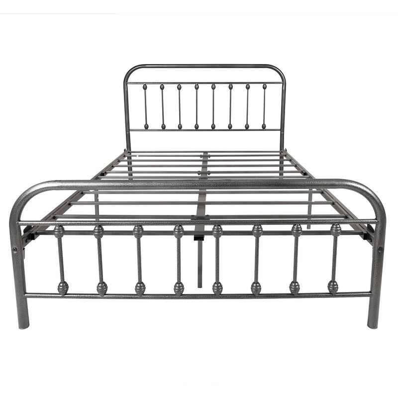 Full Size Metal Bed Frame with Headboard Footboard, Heavy Duty Steel Slats