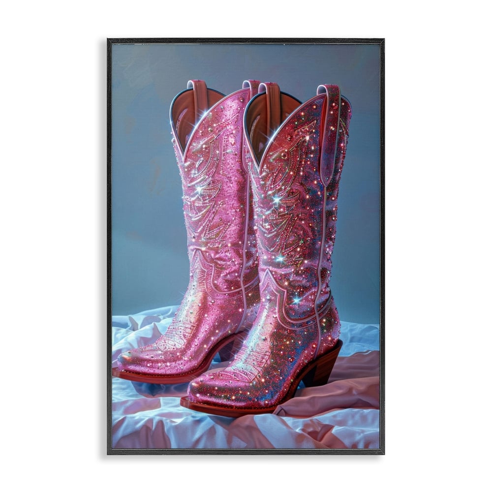 Stupell Dazzling Pink Glam Cowgirl Boots Framed Giclee Art Design By LSR Creative Studio