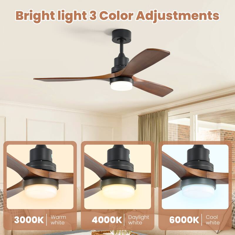 52 Inch Smart Ceiling Fan with Dimmable LED Light