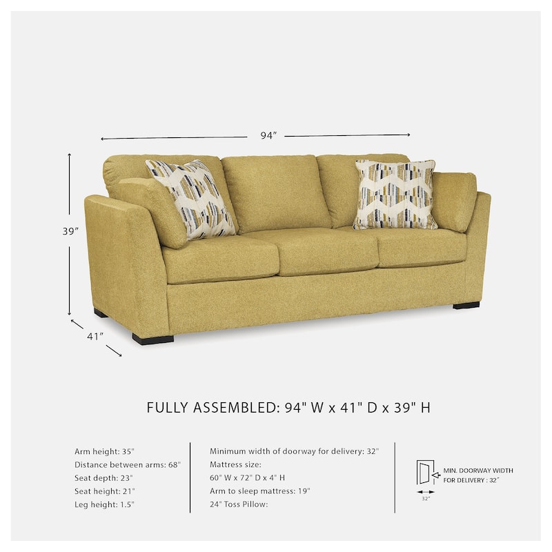 Signature Design by Ashley Keerwick Yellow Queen Sofa Sleeper - 94" W x 41" D x 39" H