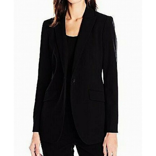 Anne Klein Women's Jacket Intense Black Size 14 Single Button Sleeve