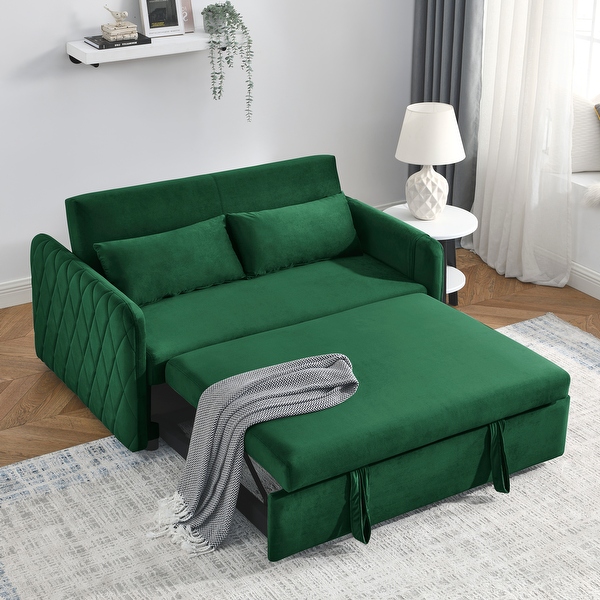 55 Pull Out Sofa Bed with Pillows and Detachable Pockets Green On Sale Bed Bath Beyond 41028797
