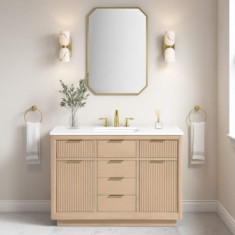 OVE Xander Bathroom Vanity with White Engineered Stone Top