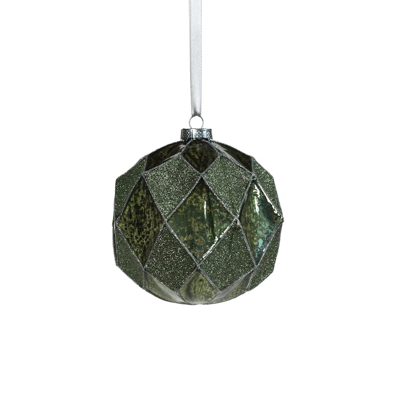 4.75" Harlequin Christmas Glass Ball Ornaments, Set of 4